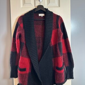 if it were me Red and Black Plaid Cardigan